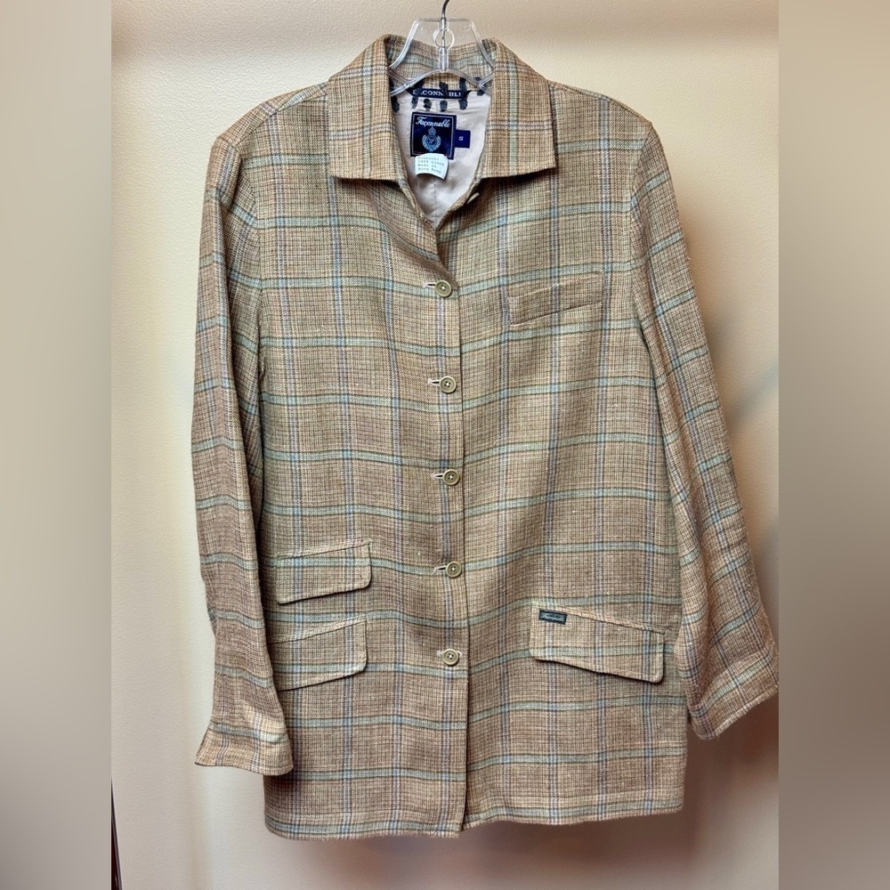 Faconnable Linen Long Checkered Jacket - image 2